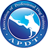 An icon of apdt in blue with a dog in it
